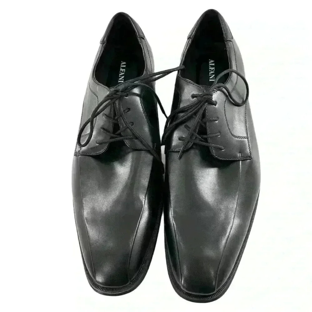 New Alfani mens Oxford size 13 black faux leather vegan